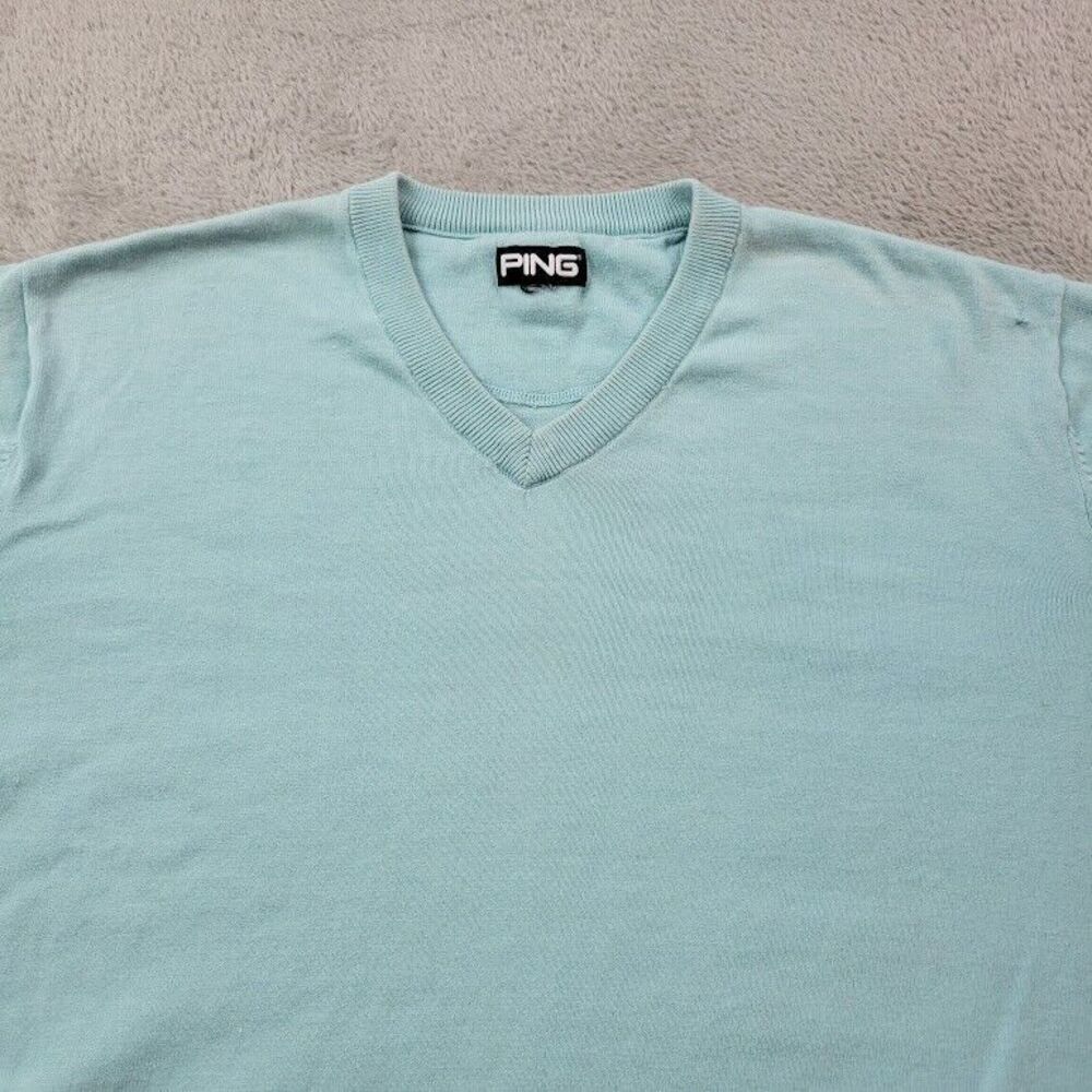 PING Pullover Sweater Mens Large Blue Golf V Neck Cotton‎ Casual